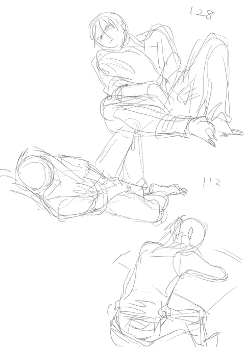 だらっとポーズ1のだらっとしたスケッチ
時間はかってないのはせかせか描かなかったので多分2.3分くらい 