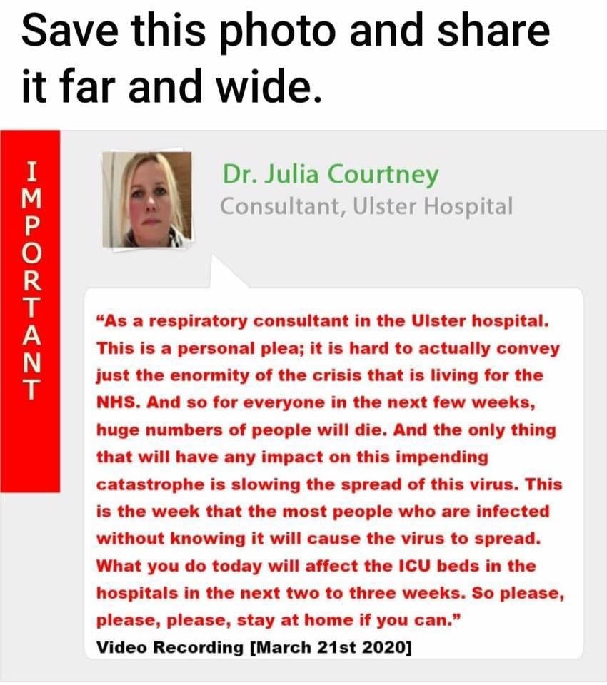 setrust's tweet photo. Please listen to our respiratory consultant Dr Julia Courtney before you go out today #stayathomeMI #FightBack #COVID 19 https://t.co/1Civ23lFfo