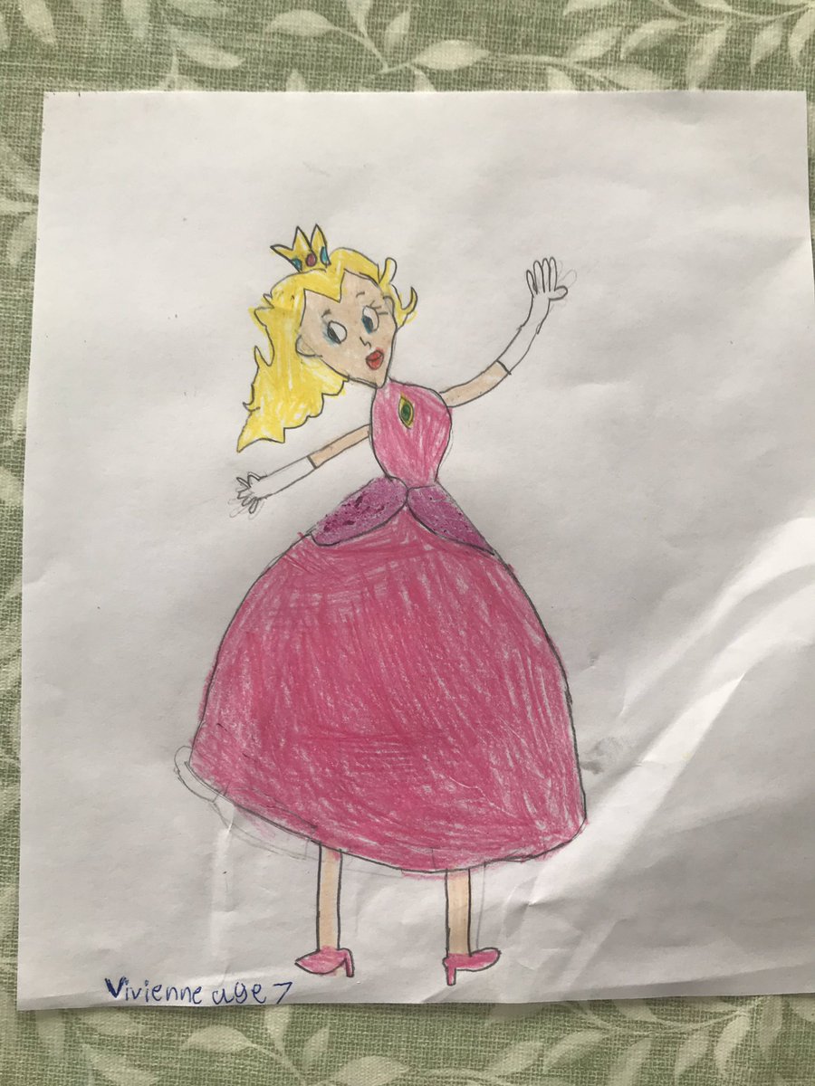 hynzie's tweet photo. @WillSliney #wewilldraw Nintendo’s Princess Peach by Vivienne age 7 https://t.co/tWObstfnB7