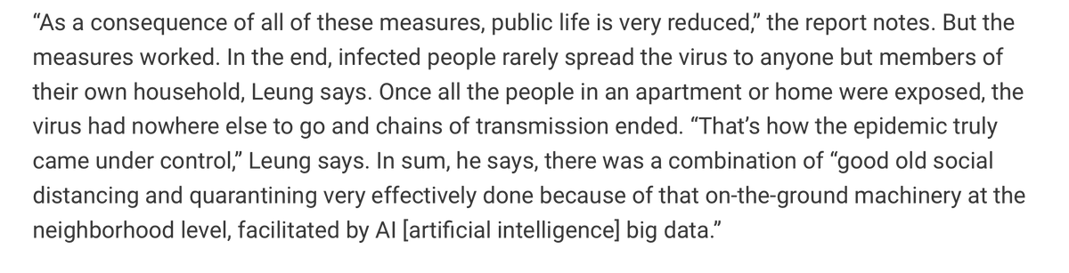 14/n No one can be China. “No one else in the world really can do what China just did.” https://www.sciencemag.org/news/2020/03/china-s-aggressive-measures-have-slowed-coronavirus-they-may-not-work-other-countries