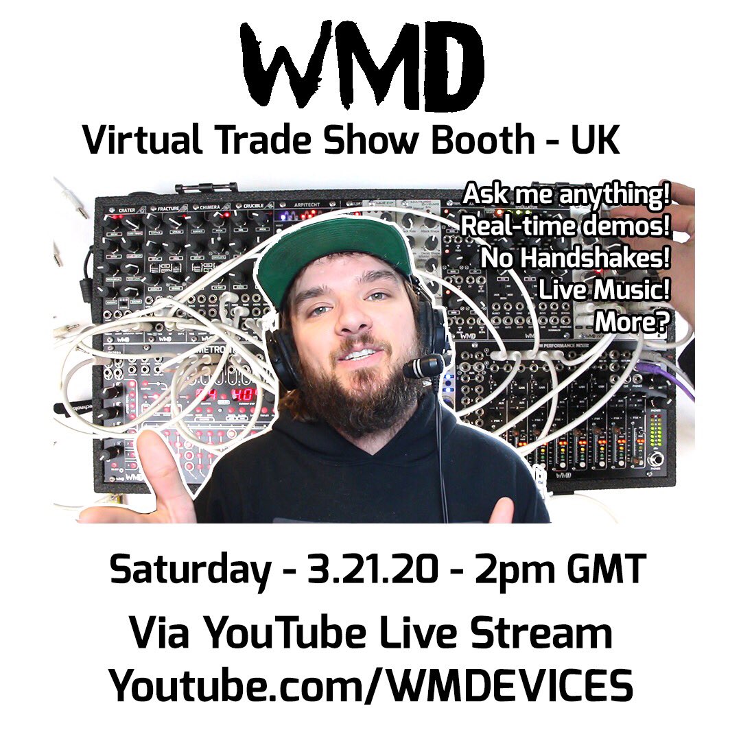 There might be no Machina today but relive the experience by setting all your synths to bleep out of time, neck a few pints and lock in to the <a href="/wmdevices/">WMD</a> VIRTUAL TRADE SHOW. This internet thing ain’t so bad.. see you in cyberspace!