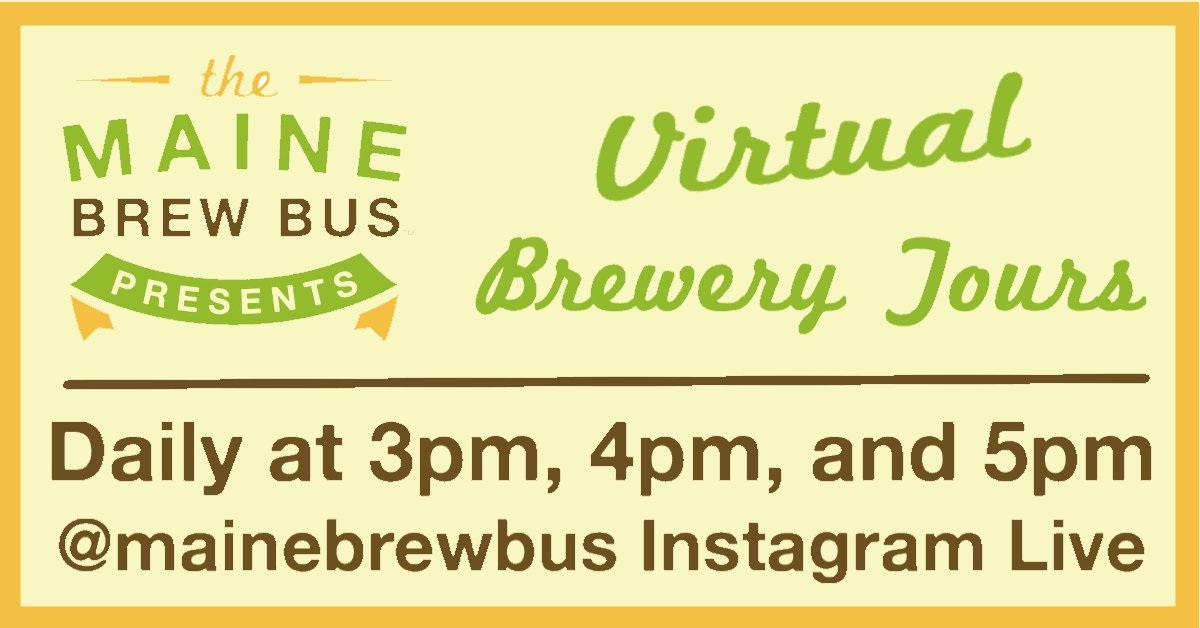 MEBrewsCruise's tweet photo. Introducing "Virtual Brewery Tours" that you can enjoy from the comfort of your own home! Our first virtual tours are today, the guide is @BeerInME:

3p: Dave Rowland @somebrewing / York Beach Beer Co 
4p: Michael Schuler-Nonesuch River Brewing 
5p: Chris Morley @MasonsBrewingCo https://t.co/9UT4QigAEP