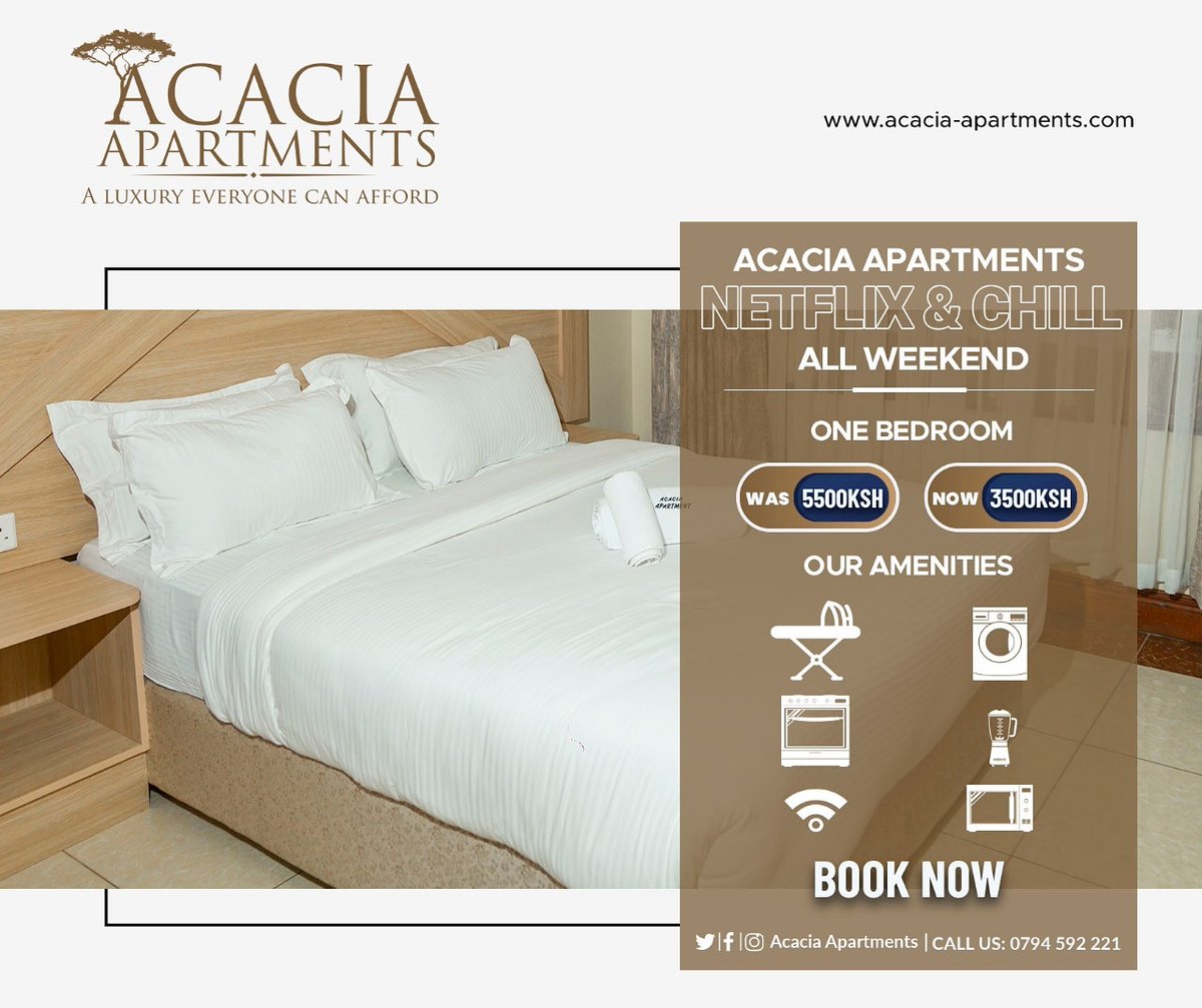 AcaciaApt's tweet photo. No plans for the weekend? Why not come amd chill in our 1bedroom Appartment and enjoy the peace of self isolation. For booking calk us on 0794 592 221 https://t.co/RG1iYkHZrm #AcaciaApartments https://t.co/Cd01Q904VZ