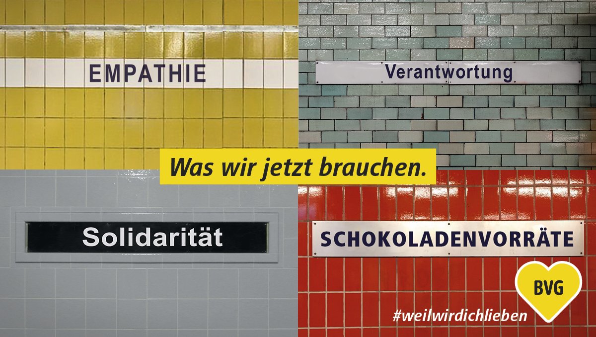 BVG_Kampagne's tweet photo. Nudeln und Klopapier sind so last week. https://t.co/8raX1tG8oq