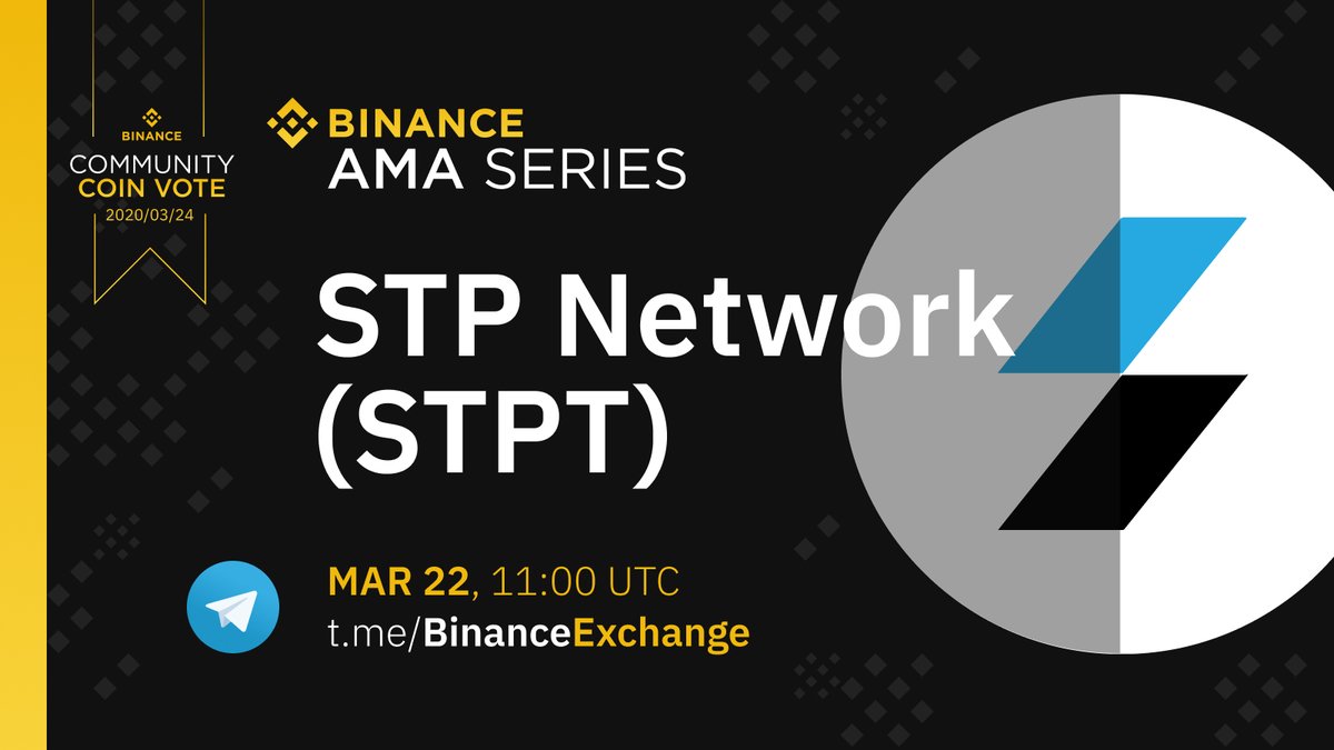 Join us tomorrow (March 22nd) at 11AM UTC to take part in an exclusive AMA with the @STP_Networks team in our #Binance English Telegram group! There will be $2,000 worth of $STPT tokens to give away! Get involved here! ➡️ t.me/BinanceExchange