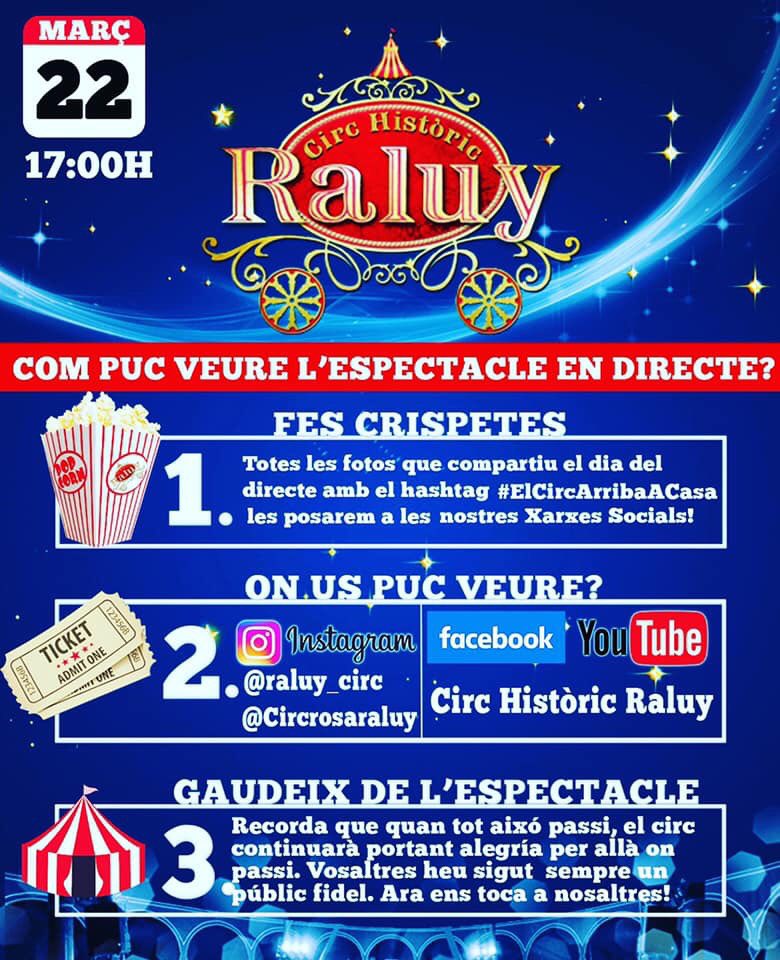 peplageneral's tweet photo. Demà @CircRaluy i @circrosaraluy et porten el #circ en directe sense moure’t de casa. #confinament https://t.co/qzDQxZiQpd