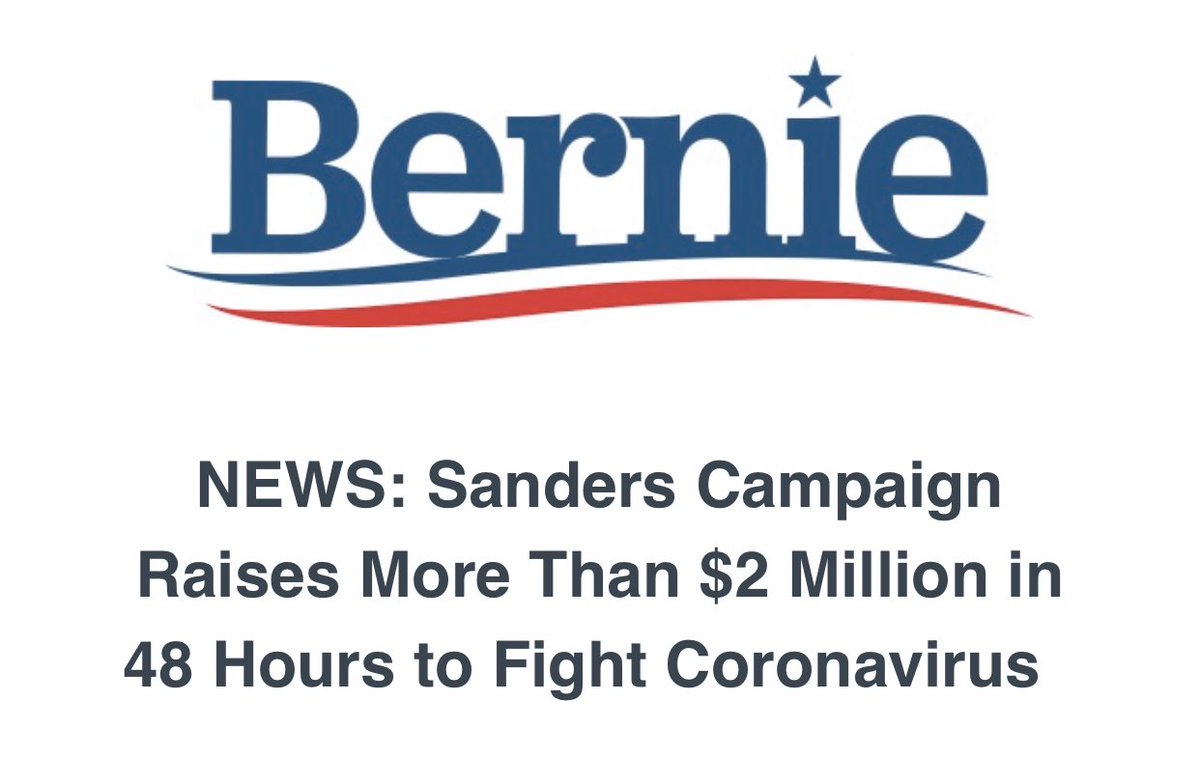 cascamike's tweet photo. good morning, but especially to everyone who helped @BernieSanders raise $2 million in 48 hours for groups on the frontlines of the coronavirus outbreak. https://t.co/0ejfC7sb3d