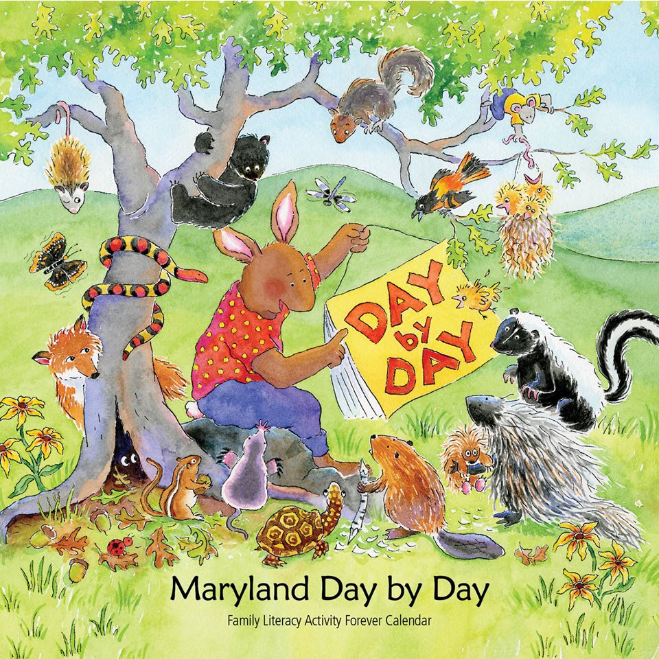 Maryland Day By Day Family Literacy Activity calendar is now online! There are downloadable pages, printable activity sheets and a video to support each month's theme, an interactive seek-n-find, and additional links. Illustrations by Marcia Leiter. daybydaymd.org