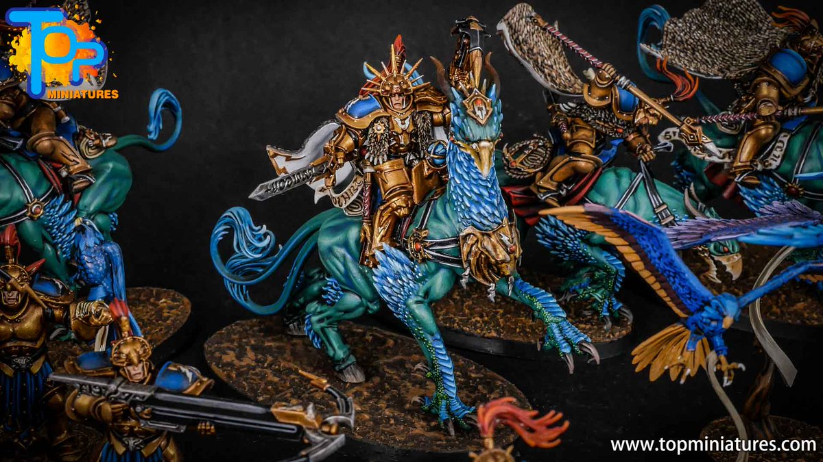 TopMiniatures's tweet photo. Lord Aquilor riding a beautiful Turquoise-colored Gryph Charger. 

They are painted in Level 3 by our artist Deea

Full gallery: https://t.co/tPCRlOM0y3

#miniatureart #paintingstudio #stormcast #ageofsigmar #sigmar #stormcasteternals #vanguardpalladors #lordaquilor #gryphcharger https://t.co/6uPgmFVa3B