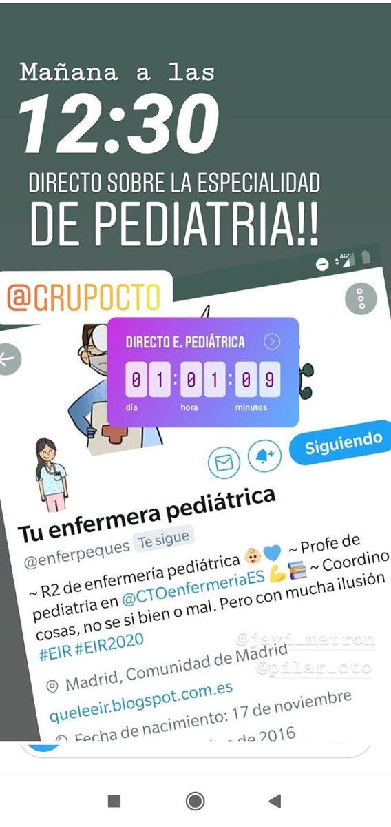 cuidandoconmimo's tweet photo. @EIRvoyaporti y yo, haremos jornadas #PostEiR en directo!!! Hablaremos del #Covid_19 en pediatría del #EIR y la especialidad 😍, la prórroga... Y muchas cosas más! #QuedateEnCasa https://t.co/goERTIm3Q4