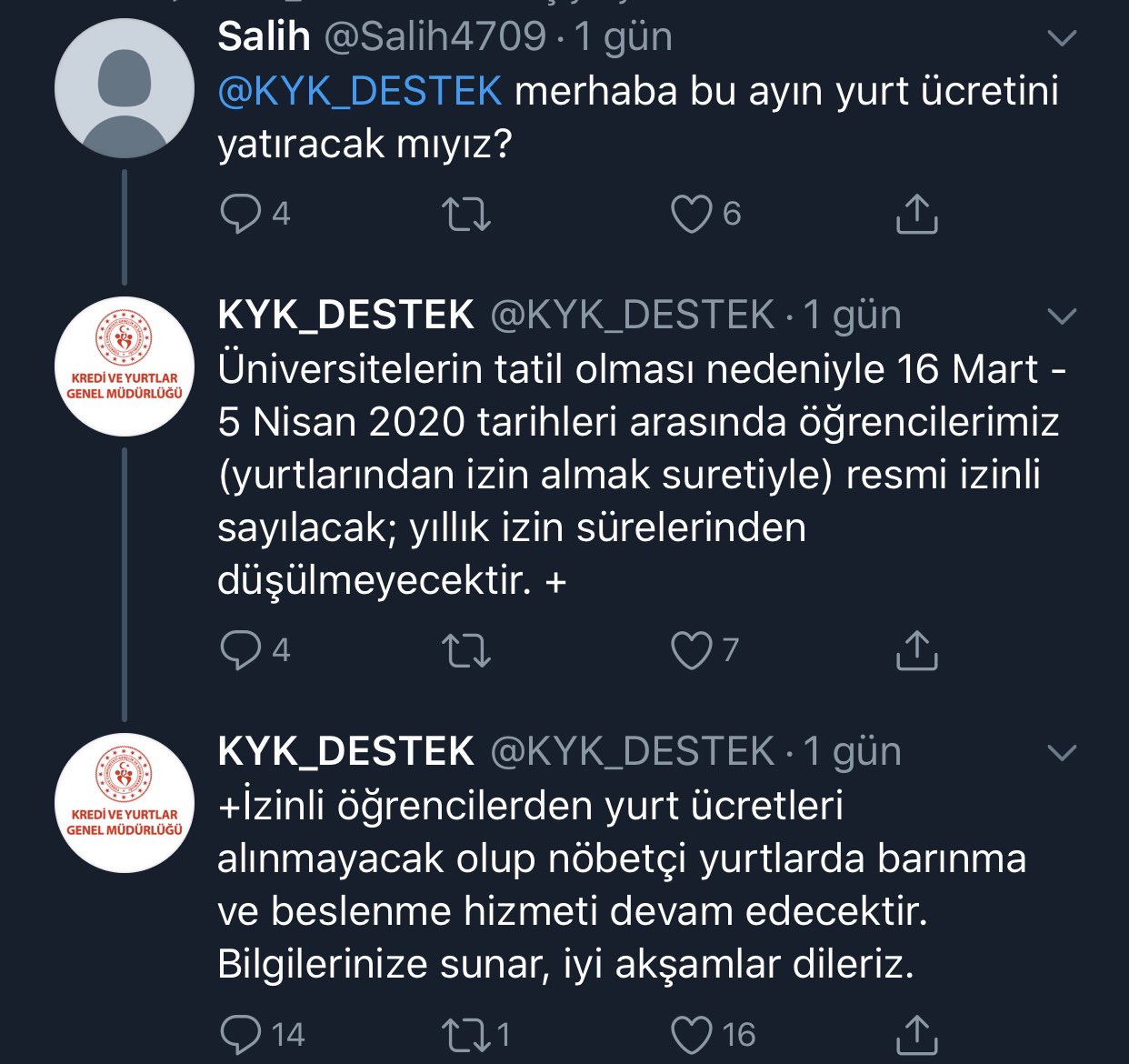 טוויטר unibilgi net בטוויטר kyk yurt ucretini odemeyen bu surecte izinli olan arkadaslar kyk nin resmi twitter hesabinin paylasimina gore yurt ucreti alinmayacak yani odeme yapmaniz gerekmiyor sistemde herkese odeme gorunuyor https t co