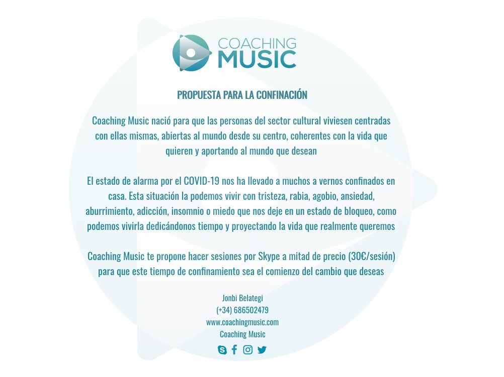CoachingMusic10's tweet photo. De vuelta por y para un confinamiento más sano y fructífero posible. Si creéis que esta propuesta puede ayudar a alguien del mundillo, lo podéis compartir. Espero que estéis aprovechando de la mejor manera esta parada del mundo https://t.co/bnHK0EAT6N