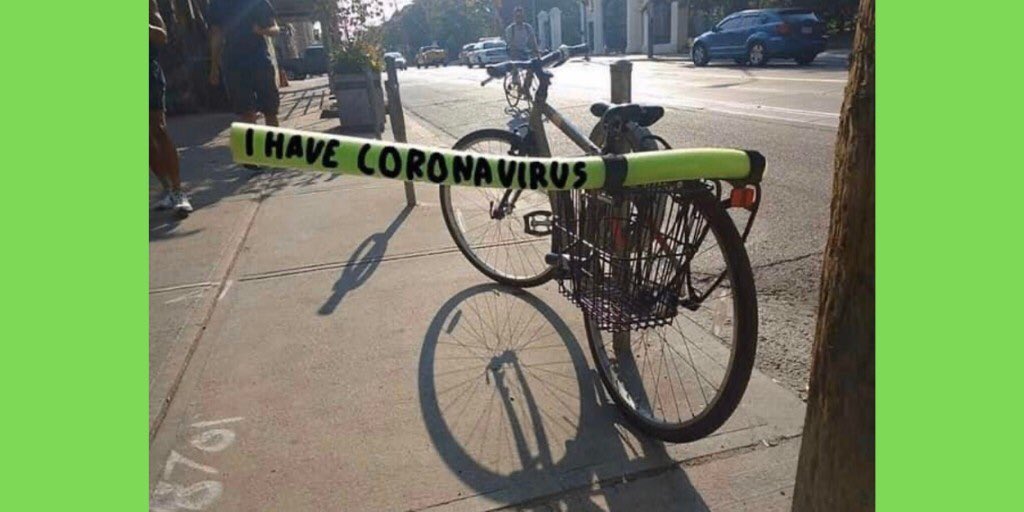 We live in fast changing times: 2 weeks ago this was a meme - now it’s official government advice! #keepcycling #keep1metreapart #cyclesafe