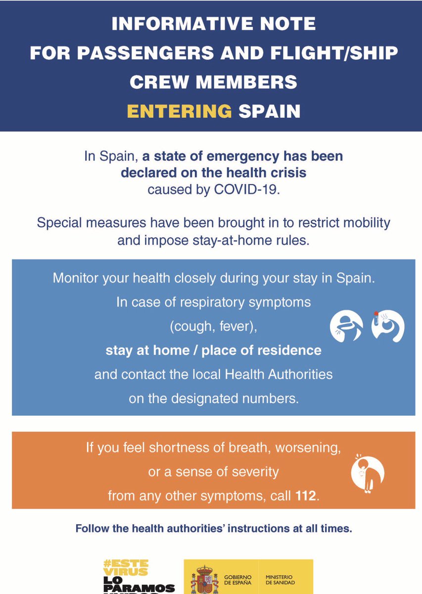 TransmarShip's tweet image. Informative note for ships crew LEAVING &amp;amp; ENTERING SPAIN #coronavirusspain #crewchangesspain #shipscrewleavingspain #transmarship