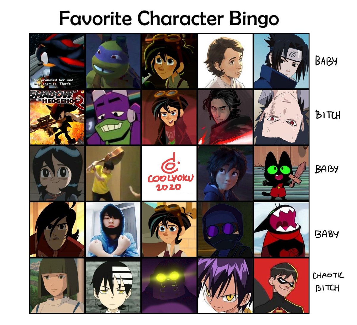 Coolyoku's tweet photo. i don't know how bingo works, so I messed around and now it looks more like a meme https://t.co/IYnvjwLFX9