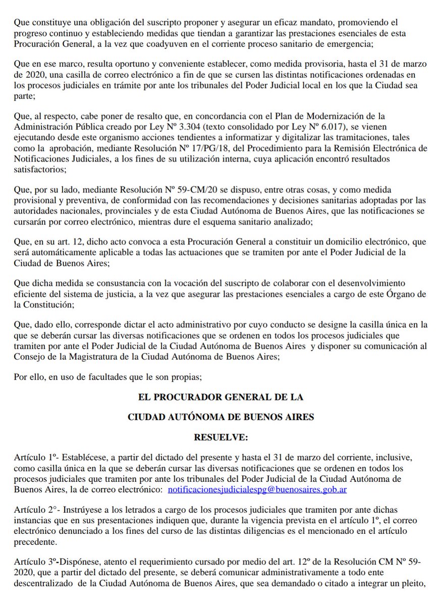 JusDigitalCABA's tweet photo. La #PGCBA resolvió establecer hasta el 31/3 un correo electrónico para todas las #notificaciones que se le cursen en los procesos judiciales que tramiten en el #PJCABA. Dicha metodología ya fue implementada para agilizar por el juez @mmconverset a cargo de los Juzgados 5 y 7 CAyT https://t.co/39SPDAe59n