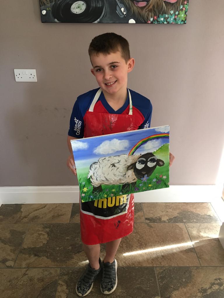 rachcc123's tweet photo. Thomas showing his 1st homeschooling project after completing an online art workshop with @sammorriscowart this morning.  @StauntonCorse https://t.co/Tq1oth30HU