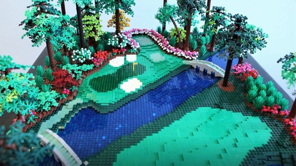 MoreGolfToday's tweet photo. Incredible work replicating the 12th hole at Augusta National. #Masters2020 #Masters #Lego #Augusta #MoreGolfToday #ClickitGolf https://t.co/ycLxQDlPhr