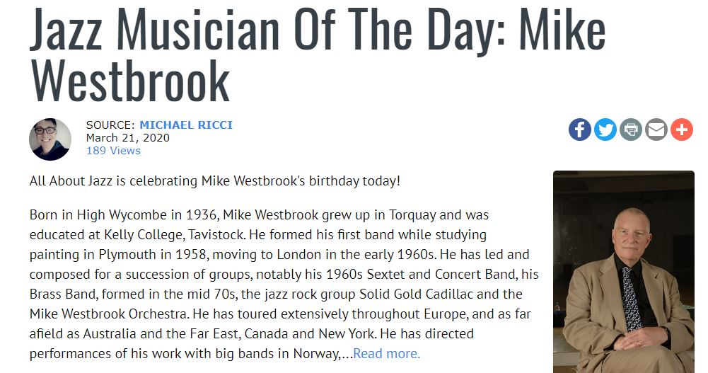 Happy Birthday to Mike Westbrook 

 