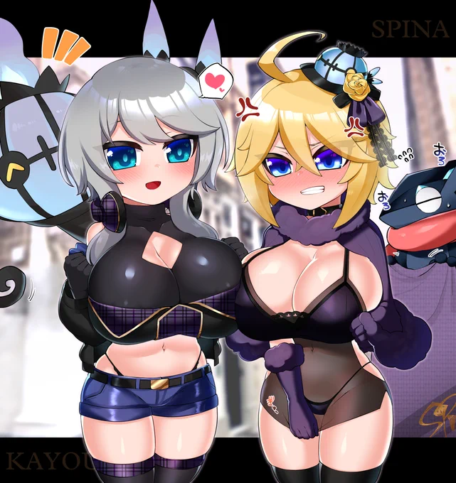 #ロリ巨乳ジムリーダーズ←うちの子・カヨウ→お借りしたなで先生のスピナちゃん衣装交換!!下着モロ透けのカヨウの服は恥ずかしかろう……※無断転載・無断利用お断り※イラストはコミッションとして制作を依頼したものです※KATUU先生に描いていただきました!! 