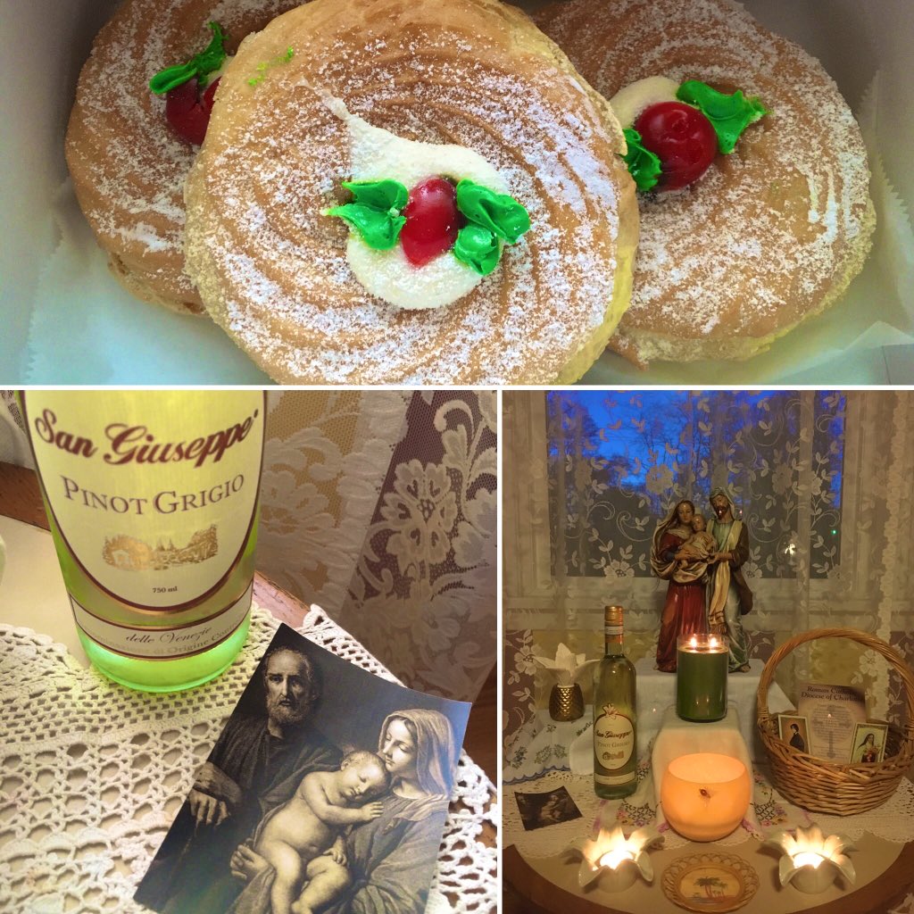 KristiBrawley's tweet photo. Dedicated a table to San Giuseppe &amp; feasted on CynTucci pastries; in praise of #StJoseph &amp; his exemplary care of the Holy Family; in gratitude to all adoptive, foster &amp; Godparents; and in prayer for everyone who works, but especially in our Catholic, public &amp; home schools. https://t.co/T47emvDrvL