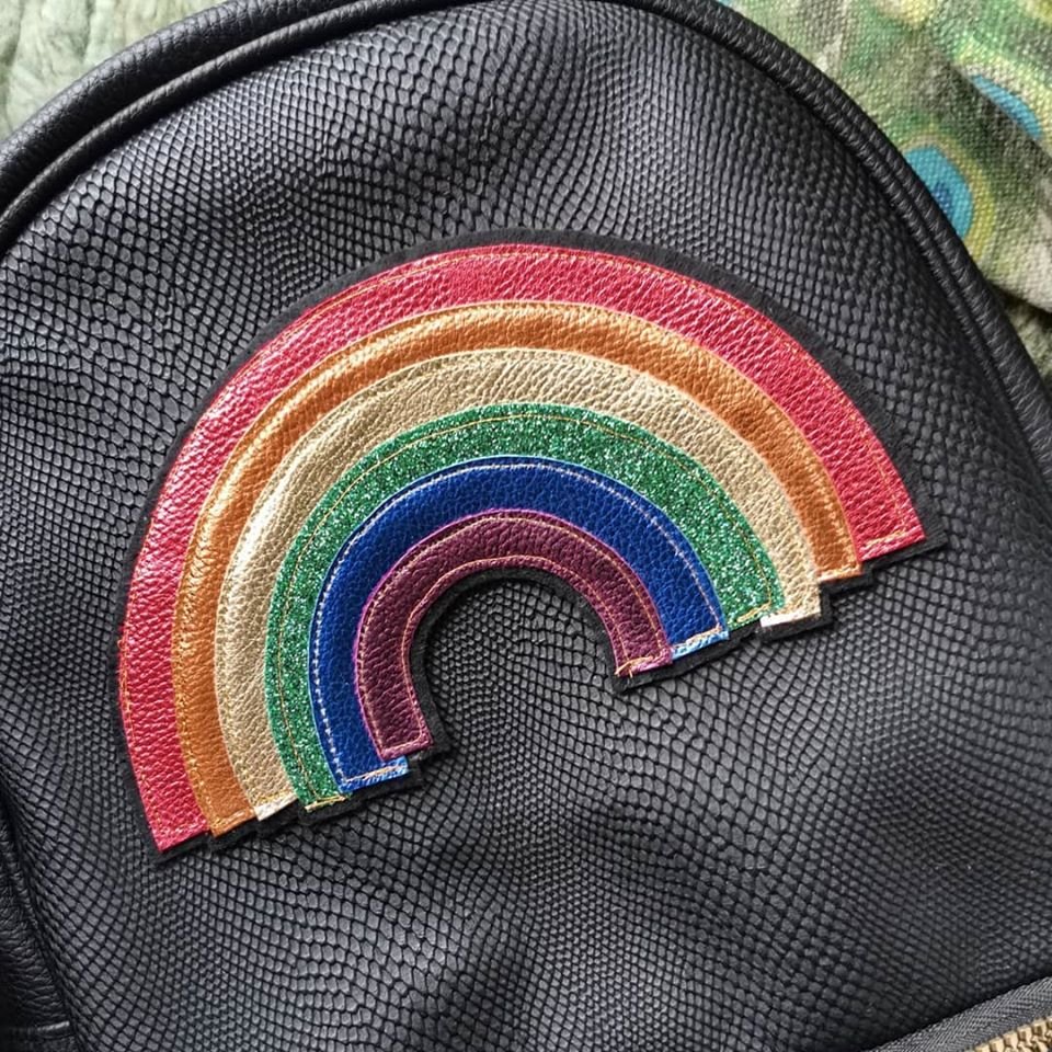 Rainbow bags glue drying, big pile of hand stitching amassing! #feltlikerainbows #rainbow #vegancraft #vegan #veganbag #upcycled #handmade #homemade #craft #crafting
