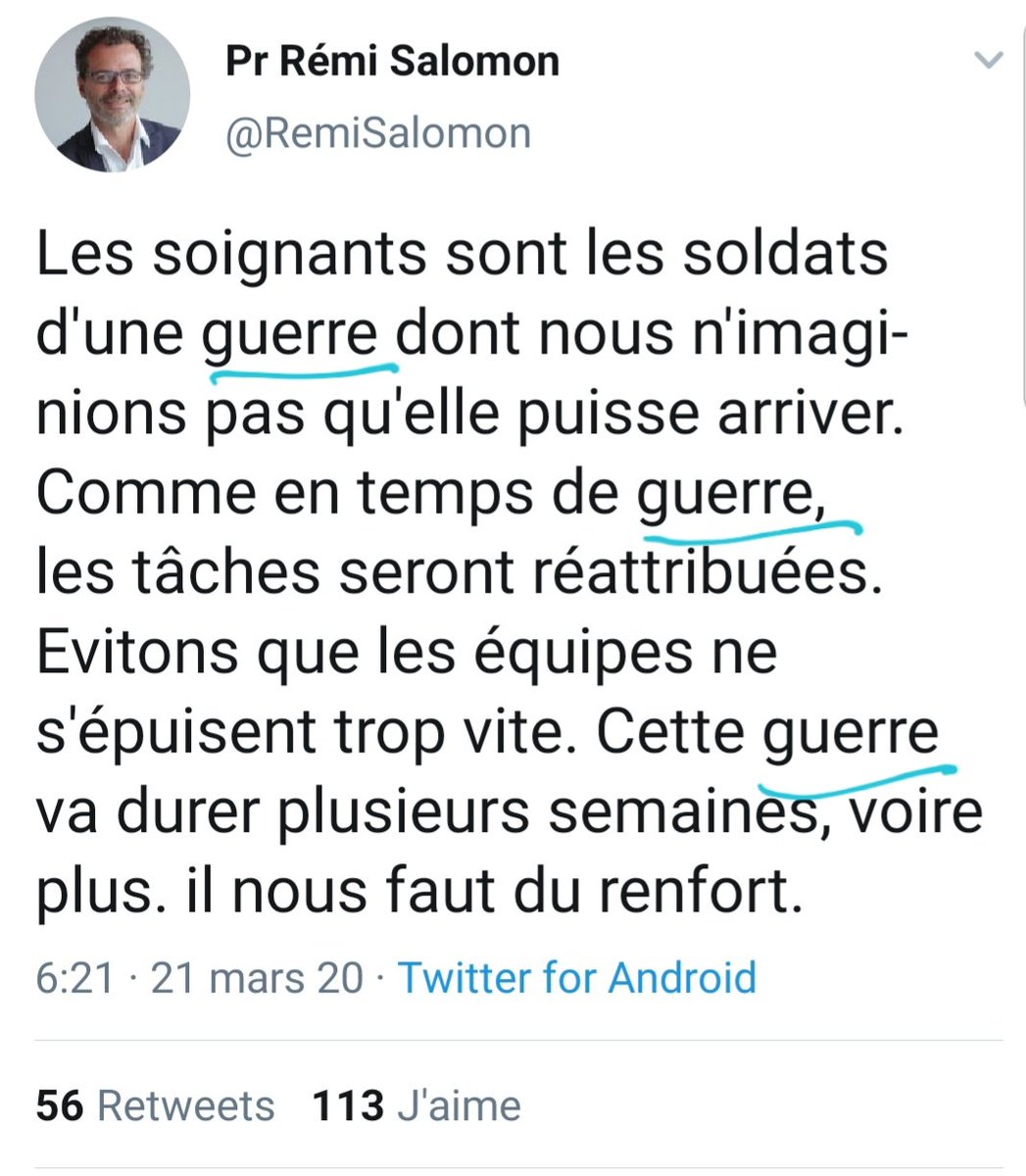 Mais attention, un Salomon peut en cacher un autre.Voyez ses tweets : pas UN SEUL MOT pour alerter sur le coronavirus jusqu'au 15 mars 2020, puis d'un coup appel à la séquestration générale.