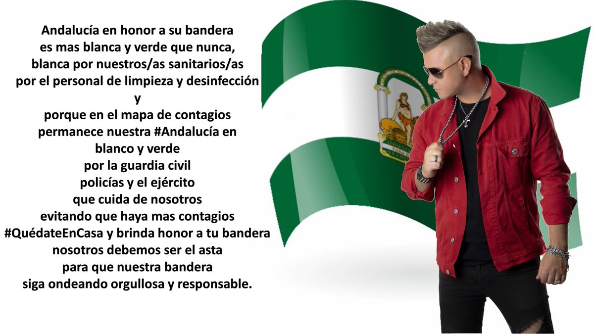 Orgulloso de mi país #Espana 
Orgulloso de mi tierra #Andalucía 
Juntos, venceremos
Por ti, por mi y por todos 
#QuedateEnCasa