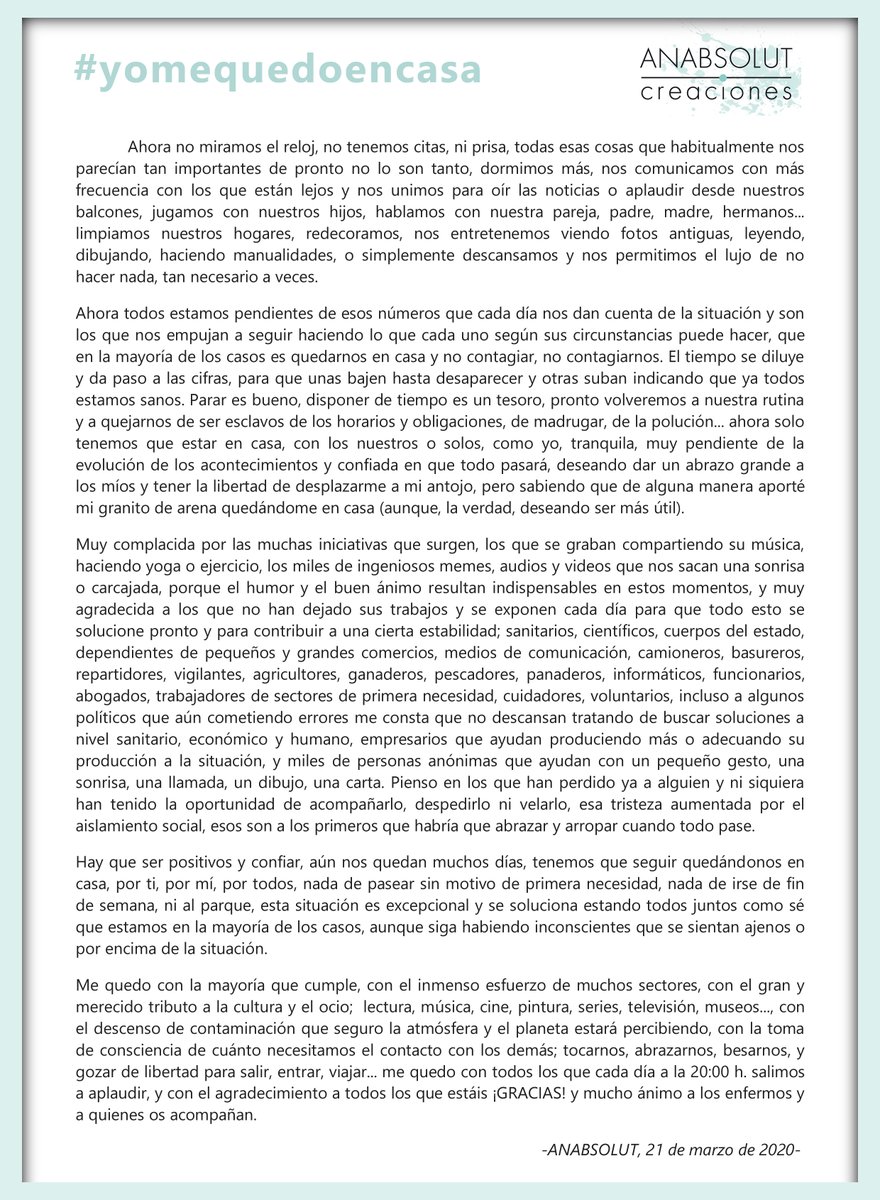 Anabsolut_olut's tweet image. #yomequedoencasa #nocontagio #nomecontagian #leo #pinto #llamoalosmíos #trabajo #estudio #oigomúsica #bailo #cocino #veoseries  #aplaudoalasocho #escribo #diseño #comprosololonecesario   #melavomucholasmanos #cierroelgrifomientrasmeenjabono  #doylasGRACIASatodoslosqueestáisahí