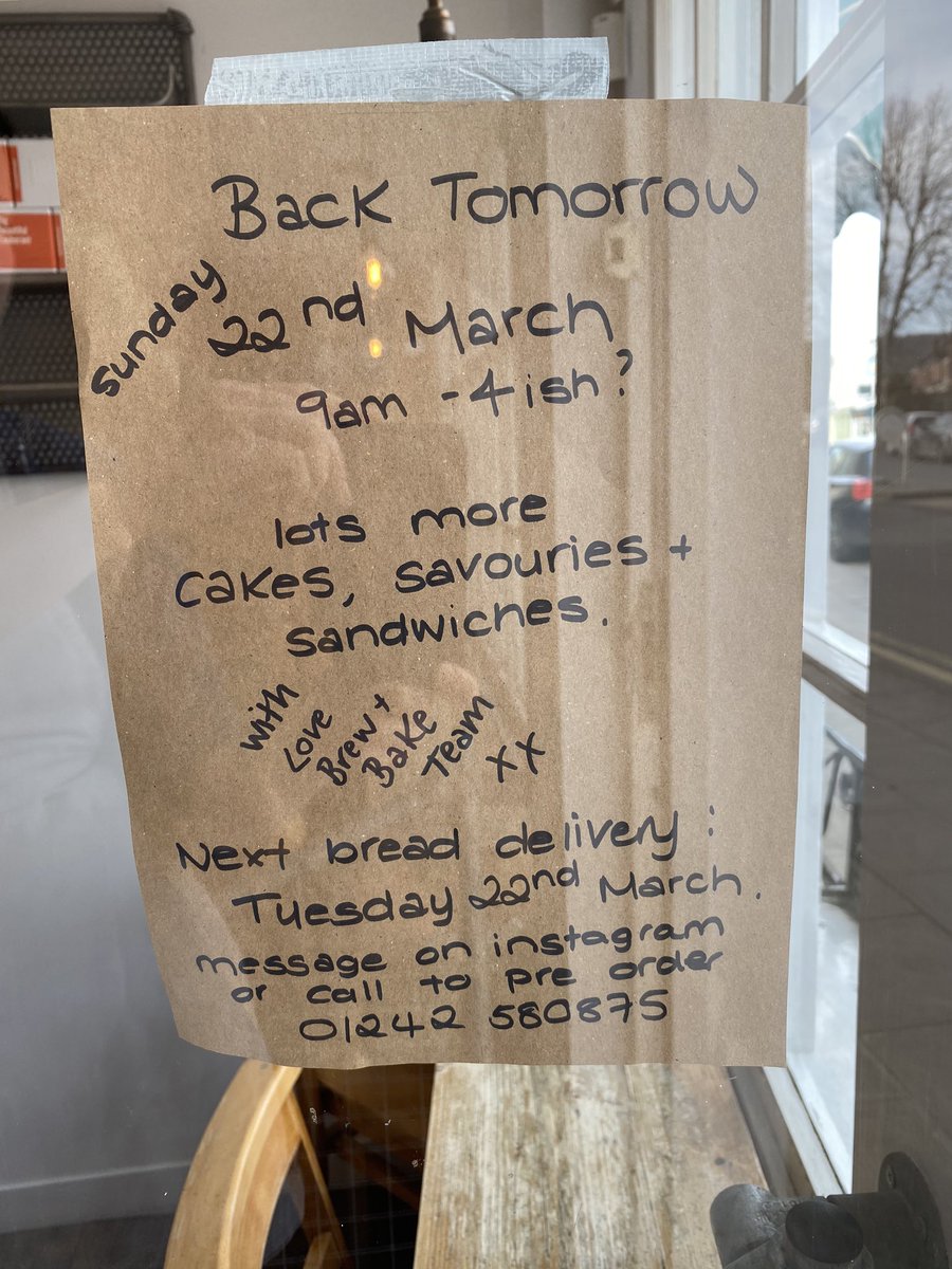 Back tomorrow for TAKEAWAY ONLY. Please be cautious of others and keep your distance whilst in the shop. Phone to pre-order for a quick &amp; swift collection. 01242 580875.