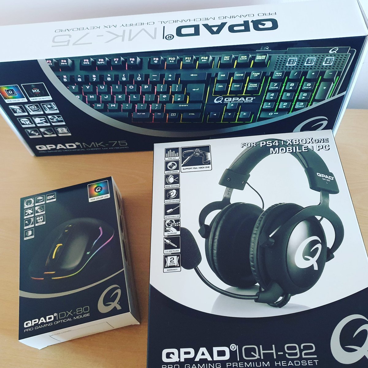 nocturnalwater3's tweet photo. BIG Thanks to @QpadOfficial and @mikerob @TheLastResort for the care package in these tough times :) 
Already wearing my headset AMAZINGGG https://t.co/Xw3oQyOvuW