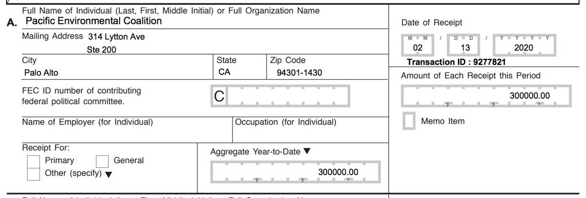 Pacific Environmental Coalition donated $300,000 to Unite The Country, more than some of billionaires who back Biden. It seems this outfit was incorporated by San Francisco-based Pacific Environment in September 2019, but need further confirmation before I say definitively.