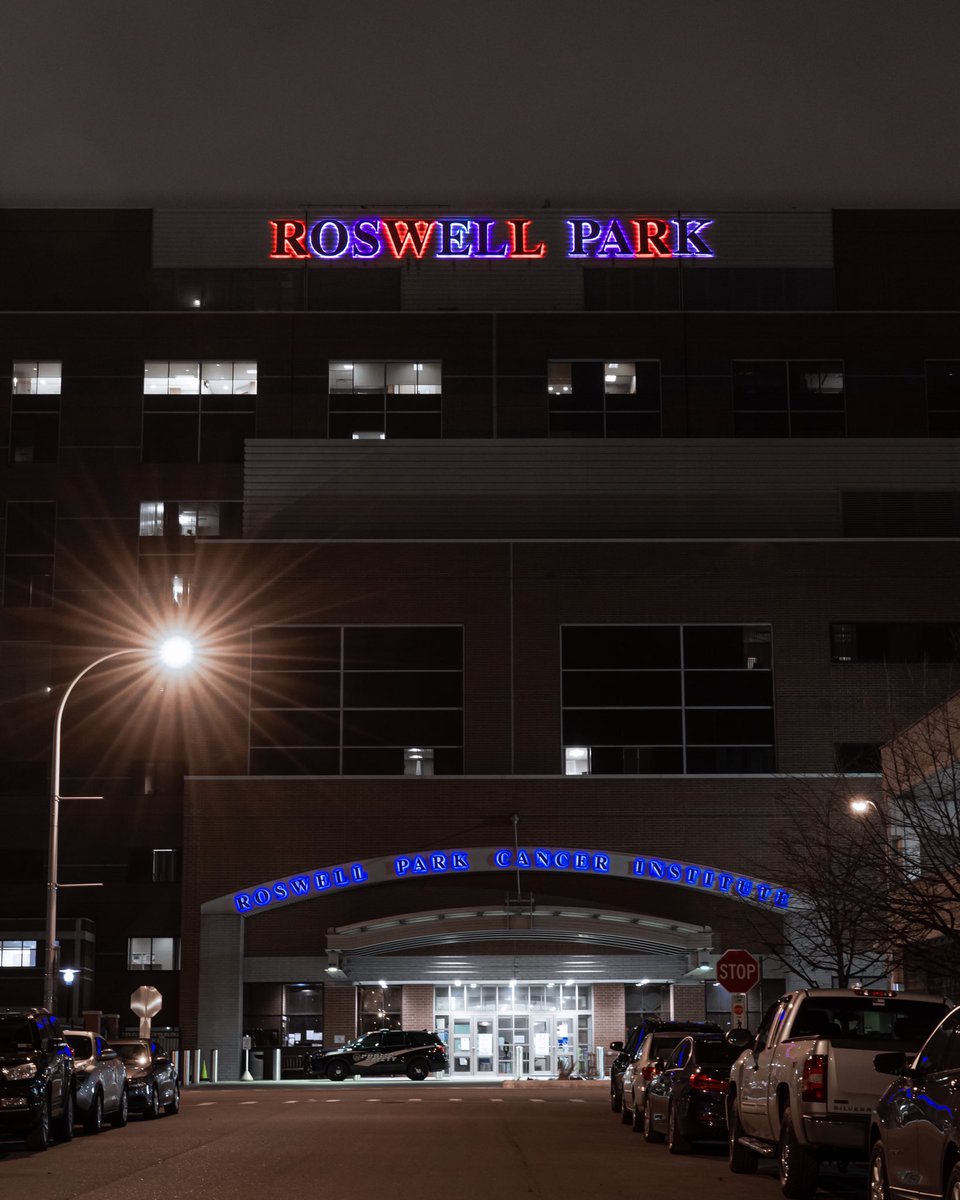 RoswellPark's tweet image. Last night we, along with many others, lit up red, white and blue to show our unity. We’re grateful to be part of this resilient community. Together we will overcome. #BuffaloLIT @MayorByronBrown