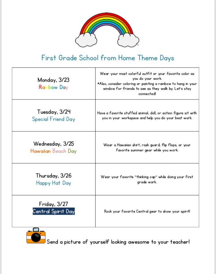 mrsjohnsonfirst's tweet photo. Consider participating in theme days from home! Hang in there, friends! #1Jthisway #RockGRNJ https://t.co/FjeyQyizjc