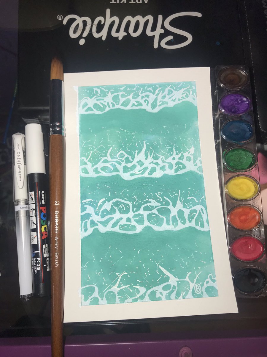 day 5, march 21st: i painted waves, i’m really happy with how this one turned outsome inspiration taken from  @kelogsloops , but i mostly did my own thing