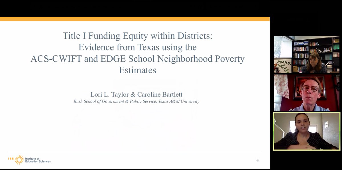Despite all the churn and swirl around us, it was nice to learn about geographic cost adjustments for ed policy initiatives. Great presentation <a href="/BushSchool/">The Bush School, TAMU</a> Lori Taylor @cbart402! Also props to @cbart402 for her first <a href="/aefpweb/">AEFP</a> presentation. #aefp2020