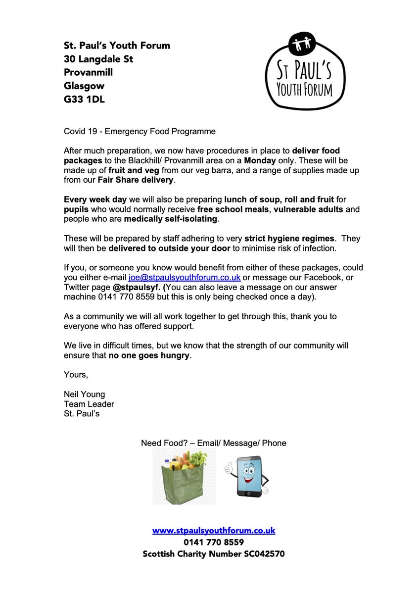 Do you live in the Blackhill area? Do you need food? We are delivering free food packages on a Monday and providing a free lunch every week day to those who need it. Contact us here, on Facebook, via email to arrange drop off. Stay Safe #TeamSPYF #CommunityResponse