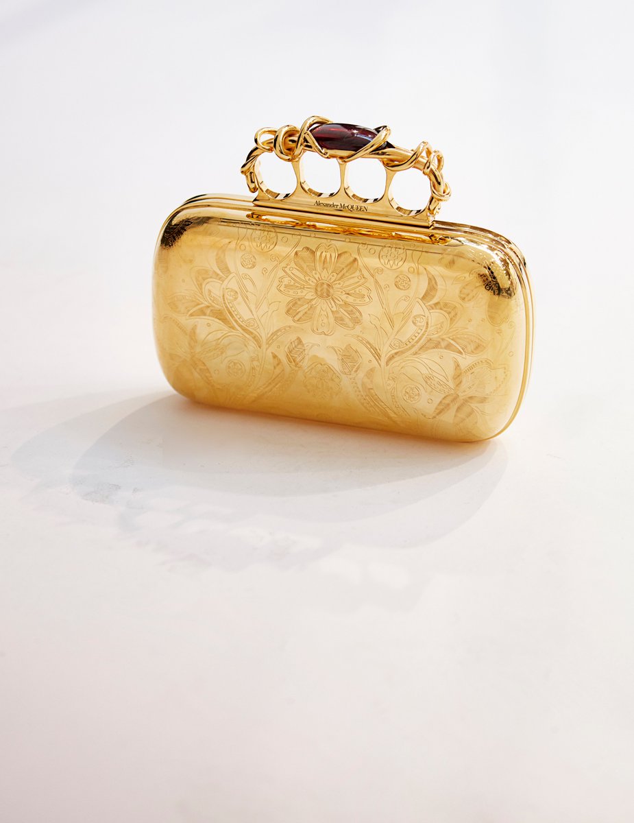 alexander mcqueen gold clutch