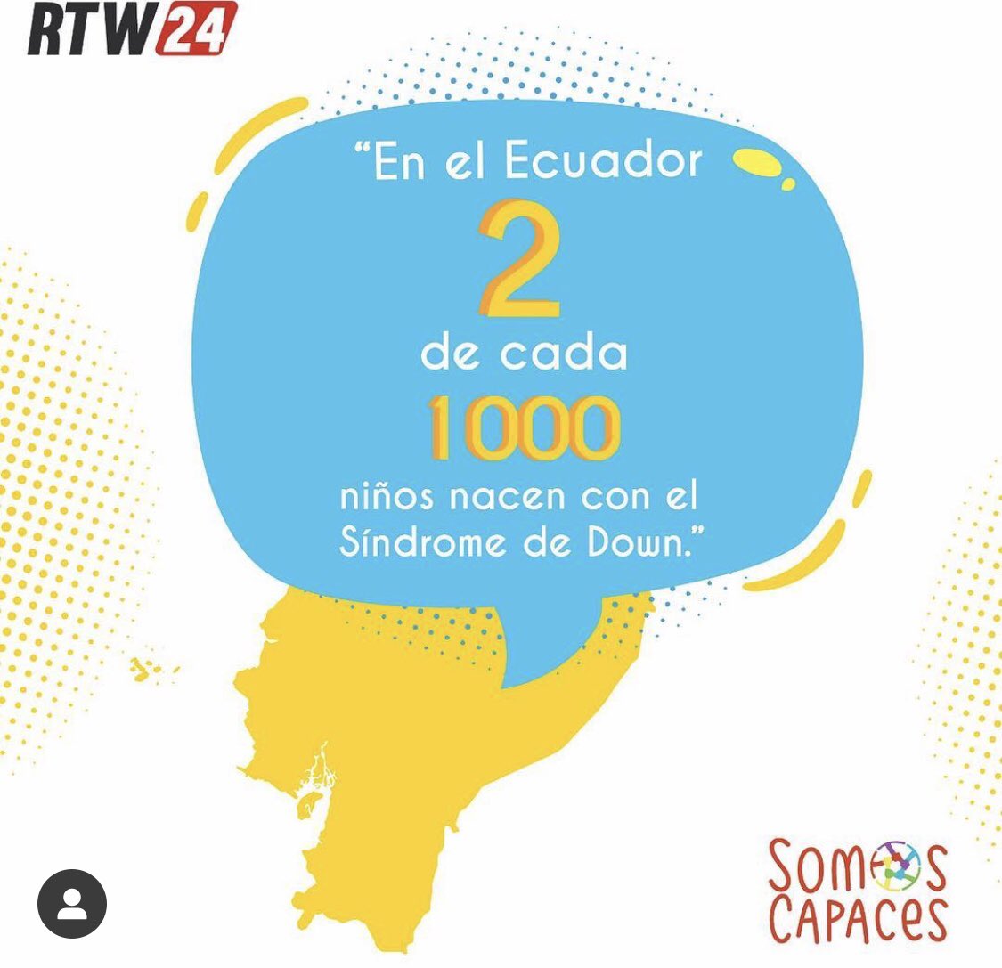 majosetoledor's tweet photo. ¿Sabías que en Ecuador 2 de cada 1000 personas nacen con #sindromeDown ? #Downsyndromeday https://t.co/SPN3D7gtab