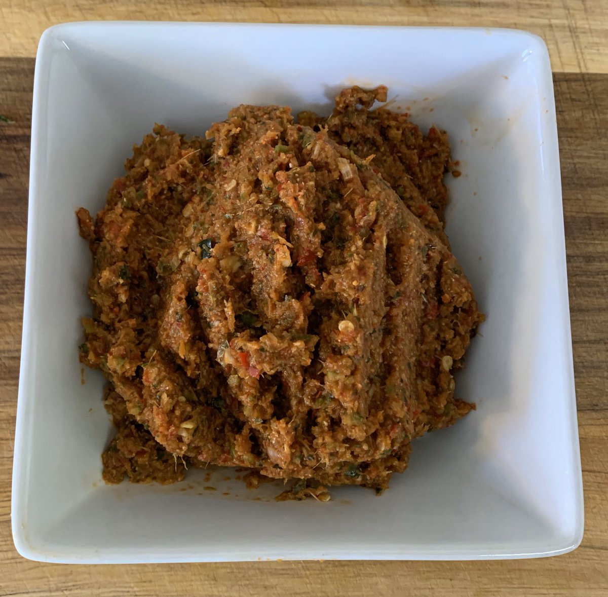 Starting with a Red Curry paste that is a base for some Thai dishes. I used this recipe with some substitutes: