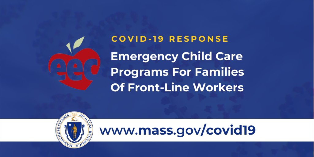 MAGovArchive's tweet image. This week, I ordered the closure of all early childhood education programs, but we recognize that health workers, first responders, grocery employees + others on the front-line need access to child care.

Today, we posted a list of emergency programs:

🔗: sforce.co/2UcjPrn