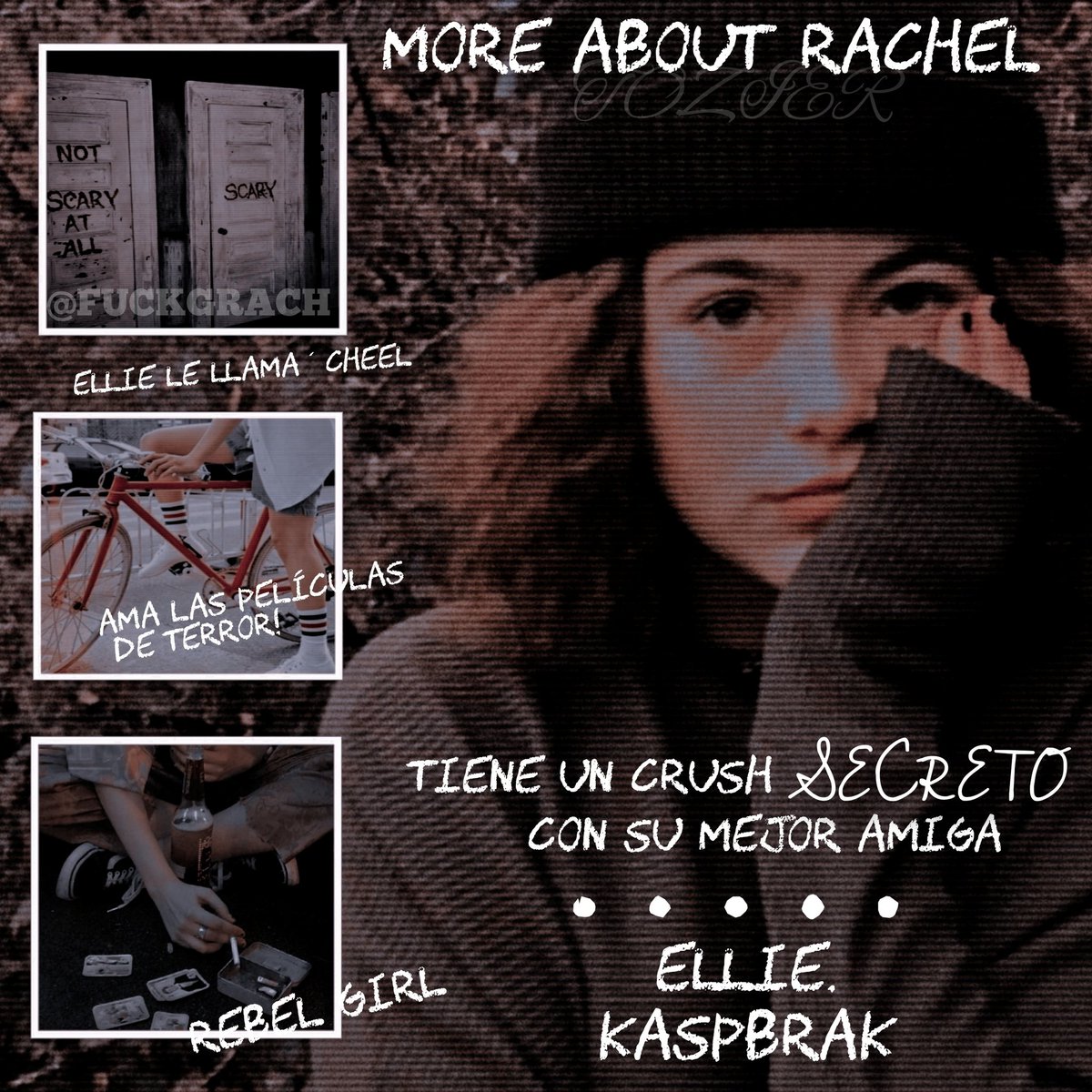 ❛  𝘼𝘽𝙊𝙐𝙏 𝙍𝘼𝘾𝙃𝙀𝙇 𝙏𝙊𝙕𝙄𝙀𝙍. ❜

                .           .            .

              ❪ datos que hay que saber de Rachel Tozier ❫