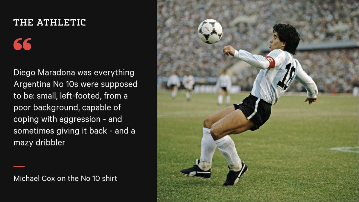 No 10! Perfectly timed for reading ahead of the Maradona film on C4 at 9pm.  https://theathletic.com/1691265/2020/03/21/michael-cox-shirt-no-10-maradona-messi/?source=shared-article