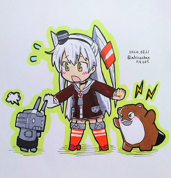 喧嘩する連装砲くんと謎の生物をなだめる天津風ちゃん

30分オーバーです…
#艦これ版深夜の真剣お絵描き60分一本勝負
#艦これ版真剣お絵描き60分一本勝負_20200321 