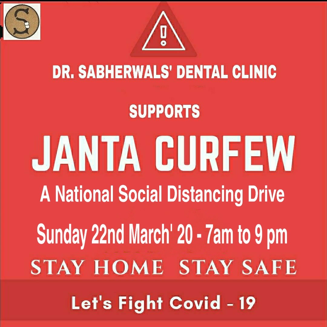 SabherwalClinic's tweet photo. DR. SABHERWALS' DENTAL CLINIC SUPPORTS JANTA CURFEW

#drsabherwaldentalclinic
#india #jantacurfew
#china #corona #coronavírus #globalhealth  #worldhealthorganization #coronavirusoutbreak #wuhancoronavirus #coronovirus #coronavirusnews #coronavirusawareness #caronavirus #ncov2019 https://t.co/ynJUNqTXsB