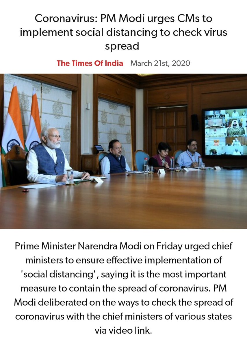 narendramodi_in's tweet image. Coronavirus: PM @narendramodi urges CMs to implement social distancing to check virus spread 
timesofindia.indiatimes.com/india/coronavi… 
via NaMo App