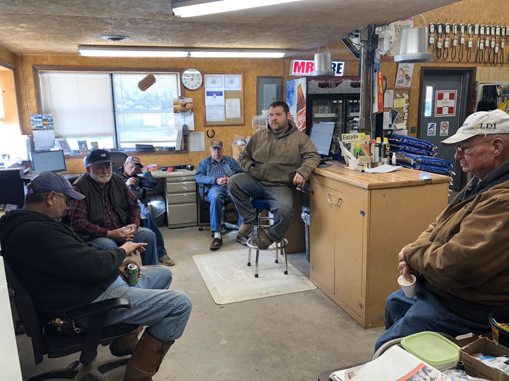 hsckansas's tweet photo. HSC is still open for your farm and livestock needs.  Saturday morning coffee session practices social distancing.  #feedingamerica #HSC https://t.co/FpuicW37Xb