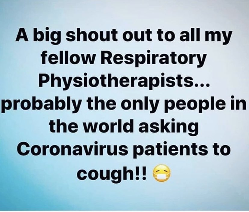 0key_J's tweet photo. Thinking of all my Physiotherapy colleagues working hard to get people through this virus 💙
Not only will Physiotherapy have a massive role in the respiratory care of these people but they will also be key to the recovery and rehab afterwards. https://t.co/682eTgjcrY