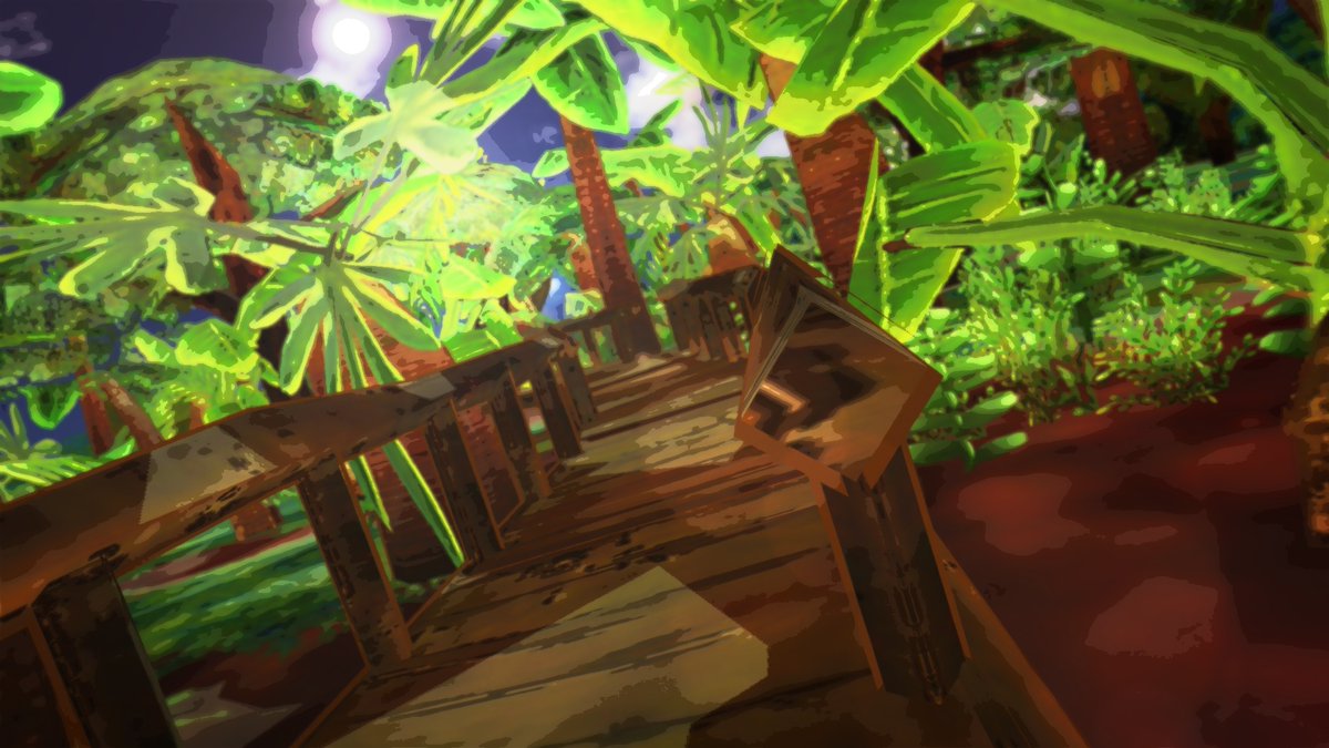 元のMMD Ver.
Dippenを使って線画を出して、背景はトゥーンシェーダーでいい感じにした後は
クリスタで塗ってよくわからんけどオーバーレイとか良い感じにしました 