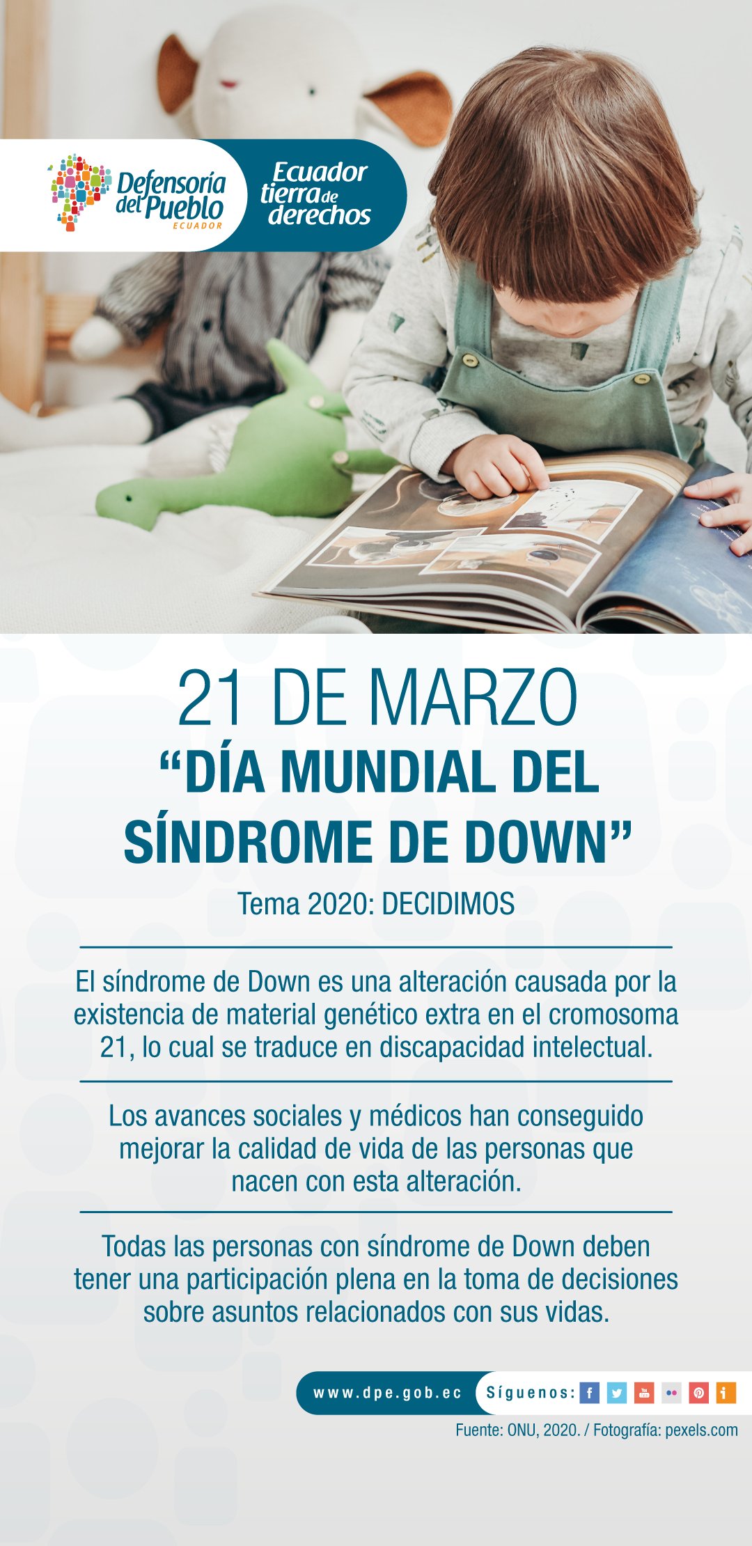 DefensoríadelPueblo on Twitter: "Hoy conmemoramos el Mundial del Síndrome de Down”. Las personas con este síndrome deben tener una participación plena en la toma de decisiones se relacione con su